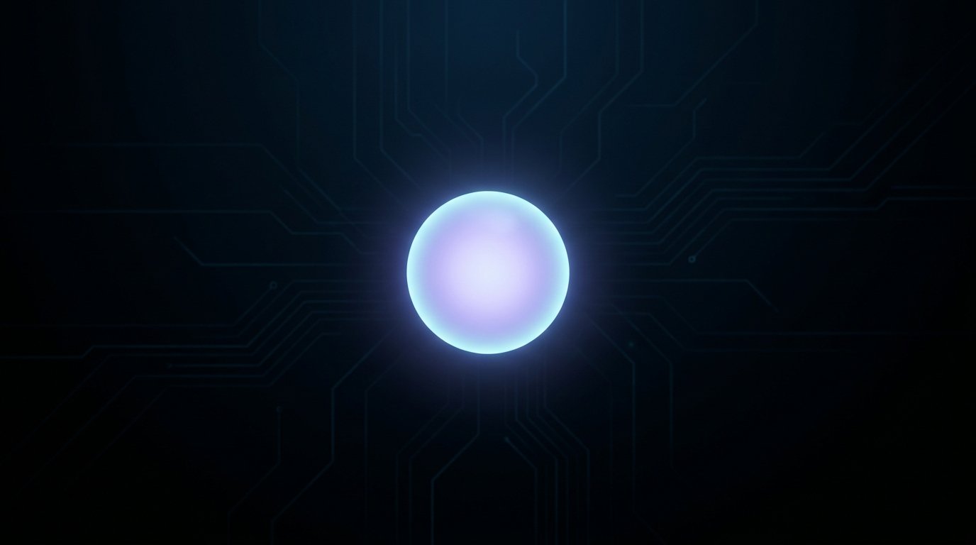 Orb luminoso em circuito digital a representar o assistente de IA Claude