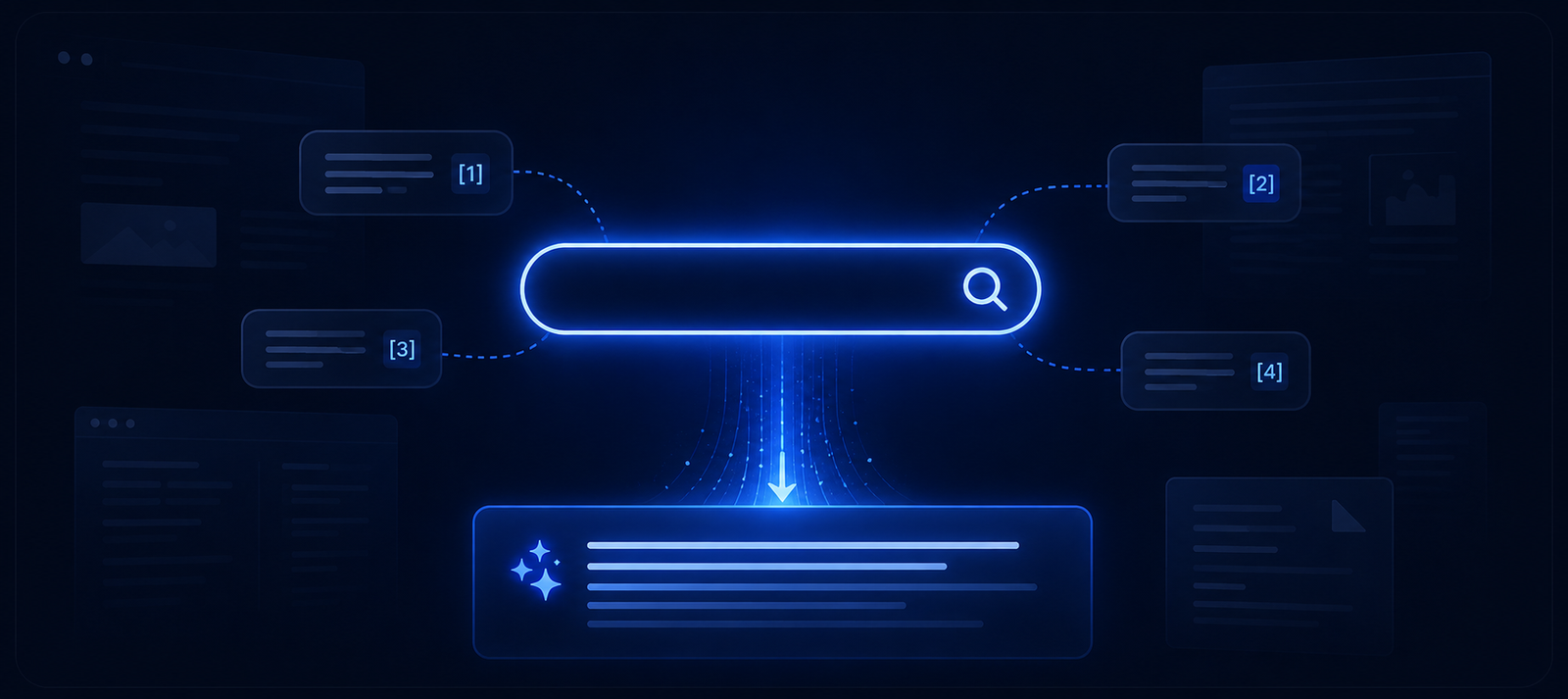 Interface do Perplexity AI a mostrar uma pesquisa com fontes numeradas